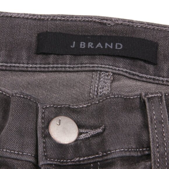 J BRAND 835 Crop Raw Hem Skinny Jeans Mid-Rise Black Grey Reflective Stripe 27 - Picture 5 of 10